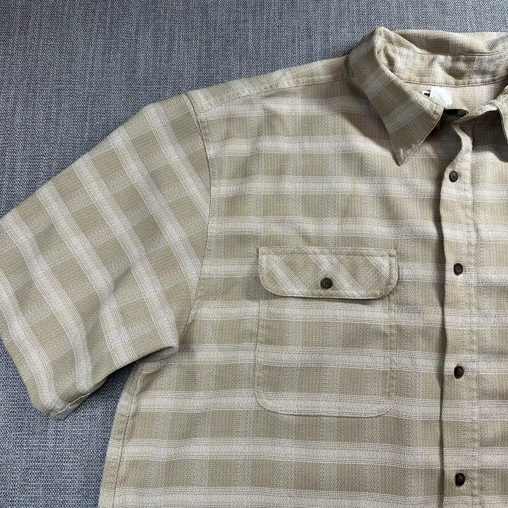 The North Face Mens‎ XL Beige Short Sleeve Button Up Shirt Casual Outdoor Hiking